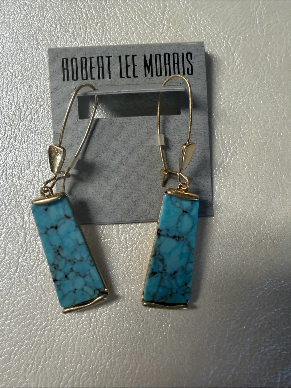 Robert Lee Morris Turquoise Color Rectangular Drop Earrings in Blue